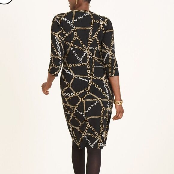 Chico's Soft Knit Dress With Chain Print. Dark Academia , Whimsigoth,  Soft Knit - Picture 5 of 11